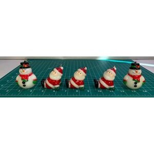 Vintage Papel Freelance Three Santa Claus Two Snowmen Not Burned Candles BONUS